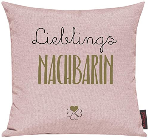 Shirtinstyle Sofakissen Lieblingsmensch Lieblings Nachbarin, Kissen, Sofa, Deko, Geschenk Familie Liebe, Größe 40 x 40cm, Farbe Altrose