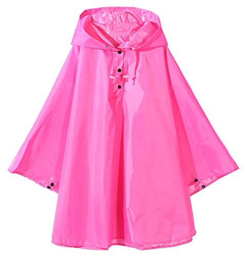 QIKADO Regenponcho für Kinder Jungen Mädchen Wiederverwendbar Ultraleicht Ungefüttert mit Tasche Rose L