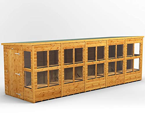 Powersheds High Grade Premium Pent Potting Wooden Greenhouse Shed with Security Features, PVC Window sills, Door & Window Flexibility, made from 12 mm Extra Thick Timber & Toughened Glass