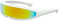 Futuristische Zyklop-Sonnenbrille, Sonnenbrille mit schmalem Visier, verspiegelte Sonnenbrille für Party, futuristische Neuheit, coole Brille, Roboter-Sonnenbrille(Weißer Rahmen-Gelbe Linse)