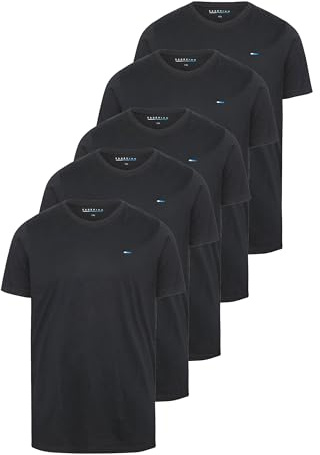 BadRhino Big & Tall 5 Pack Black Core Tee Crew Neck Short Sleeve T-Shirts - Men's - M to 8XL Black 7-8XL