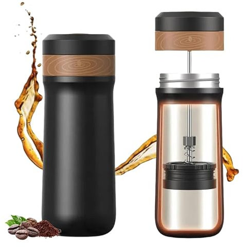 i Cafilas Classic Travel Coffee Press Mug 12 oz with Carry Loop, Stainless Steel French Press Coffee Maker, BPA Free Great for Camping and Travel, Dishwasher Safe