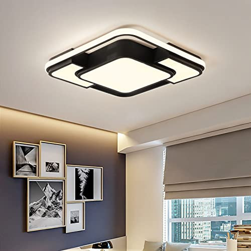 Schindora LED Deckenleuchte Ø42 x 6cm Warmweiß Schwarz Moderne Leuchte für Wohnzimmer Schlafzimmer Arbeitszimmer Esszimmer Büro