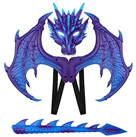 Yeeteesy Ensemble de masques d'Halloween en forme d'ailes de dragon - Costume de cosplay - Cadeau de fête - Pour enfants, garçons, filles et adultes (ensemble violet)