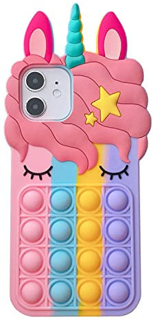 Asgens Pop Bubbles Case for iPhone 12/12 Pro, Cute Lovely Cartoon Unicorn Rainbow Pop Shockproof Silicone Soft Phone Case for Apple iPhone 12/12 Pro 6.1 inch