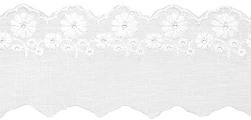 xingmo 4 m Weiß gewellter Spitzenbesatz, Baumwolle Rüschen Stickerei gewellter Spitzenbesatz Stoff zum Nähen, Kleidung, Kragen, Breite 5cm