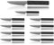 LaXon Messer, Frühstücksmesser, 10 Stk. schwarz, Brotmesser mit Wellenschliff, schwarzes Messer Set, spülmaschinenfest