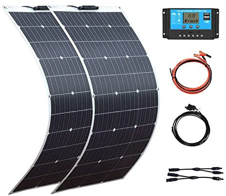 BEIJIAYI Panel Solar Flexible 2 * 500w, Paneles Solares Fotovoltaicos Monocristalinos 1000w con Controlador Carga 40A El Cargador Solar Fotovoltaico Es Adecuado para Tiendas Campaña RV Yates