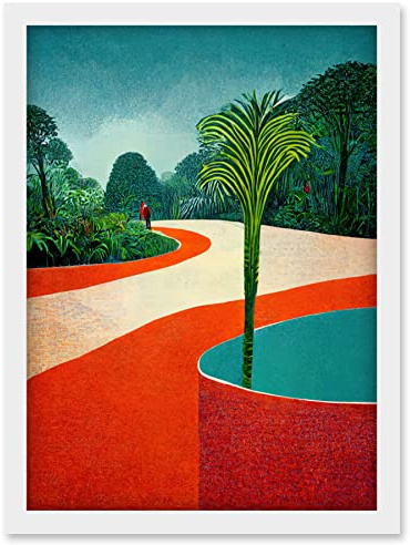 Doppelganger33 LTD Modern Abstract Orange Jungle Artwork Framed Wall Art Print A4