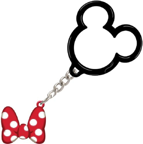 Porte-clés Minnie Mouse avec nœud et boule d'icône, rouge/blanc, 1.50 inches (3.81 cm)