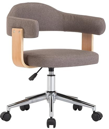 vidaXL Esszimmerstuhl Drehbar Taupe Bugholz und Stoff