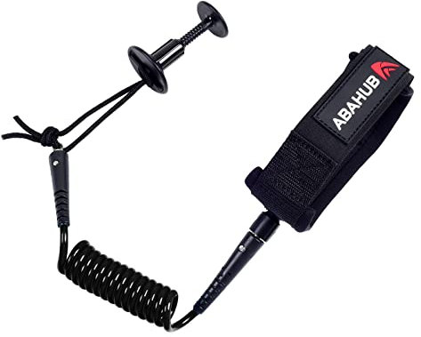 Abahub Premium 4 ft Bodyboard Leash, 5,5 mm dick Coiled Wrist Surf Body Board Leashes mit Stecker für Bodyboarding, schwarz