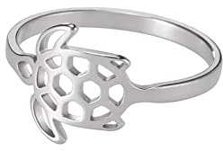 Amaxer Niedlicher Tierring für Frauen, Bienenschildkröte, Ring, Ausschnitt, Origami, Edelstahl, Fingerring, Schmuck, Zubehör, Geschenk, Edelstahl
