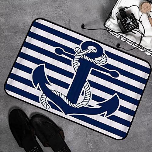 Tappeto da Bagno, 40 x 60cm Tappetino Doccia Assorbente Antiscivolo,Ancoraggio della barca di vista sul mare con stampa artistica di strisc,Soffice Tappeti Bagno Microfibra,Tappetini da Bagno Lavabili