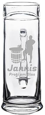 LUXENTU Gravur Bierkrug Bierglas mit Gravur, Henkelkrug, Bierseidel mit 0,5 Liter Eichung, Personalisierte Lasergravur von Motiv & Name, Spielerstammtisch