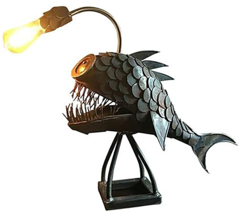 Allayu Robuste und langlebige Tischlampe, die dem Alltag standhält und jahrelang hält. Breite Anwendung: Anglerfischlicht aus Metall, L