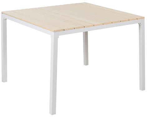 Gartentisch für 4 Personen 95 x 95 cm Aluminium weiß Kunstholz beige Prato