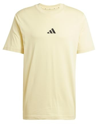 adidas Herren Essentials SMALL Logo Single Jersey Tee, Powder Yellow/Black, M