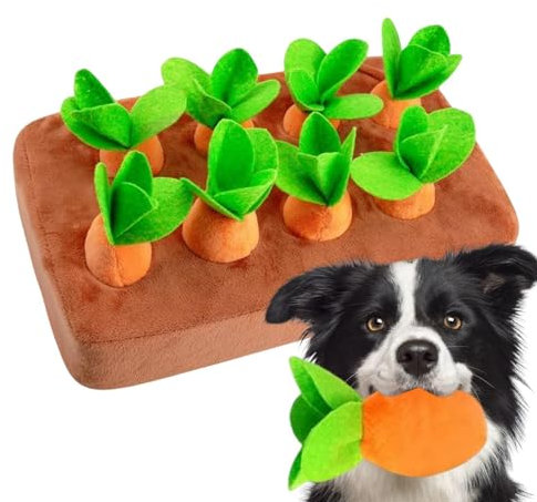 Dog Carrot Plush Toy | Pet Interaction Sniffing Mat | 2 In 1 Non-Slip Nosework Feed Games, Interactive Dog Toys Plush Puzzle Toys Cute Carrot Harvest Toy