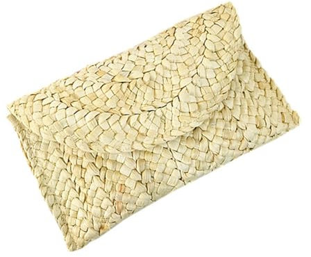 SLEDEZ Womens Straw Clutch Bag Women Large Capacity Clip Bag Straw Bag Clutch Bag(Color:Beige)