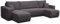 VENASI MÖBEL Ecksofa mit Schlaffunktion und Bettkasten Luna U-Form Sofa Eckcouch Schlafsofa (Dunkelgrau)