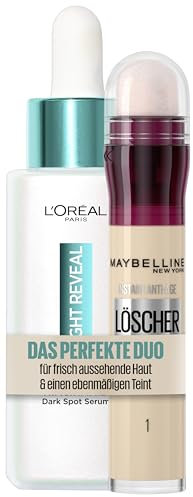 Bundle of Maybelline New York Instant Anti-Age Effekt Concealer, Nr. 01 Light, 6,8 Ml + L'Oréal Paris XXL Bright Reveal Dark Spot Niacinamid Serum, 50 ml,