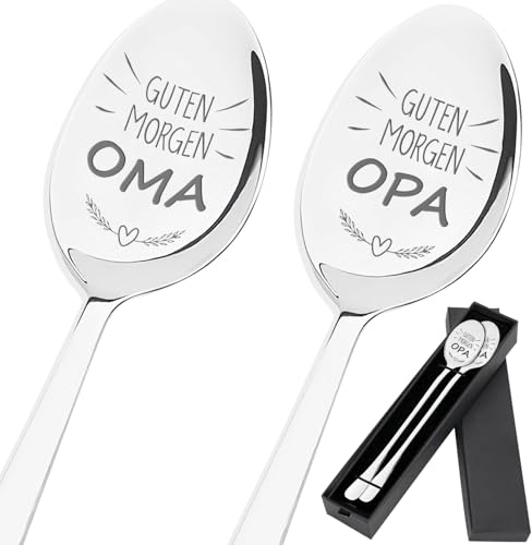 Oma und Opa Geschenke, 2 Stück Kaffeelöffel mit Gravur, Beste Opa Oma Der Welt, Edelstahl Löffel, Geschenke für Oma und Opa, Geburtstagsgeschenk Weihnachtsgeschenke Jahrestag Sinnvolle Geschenkes