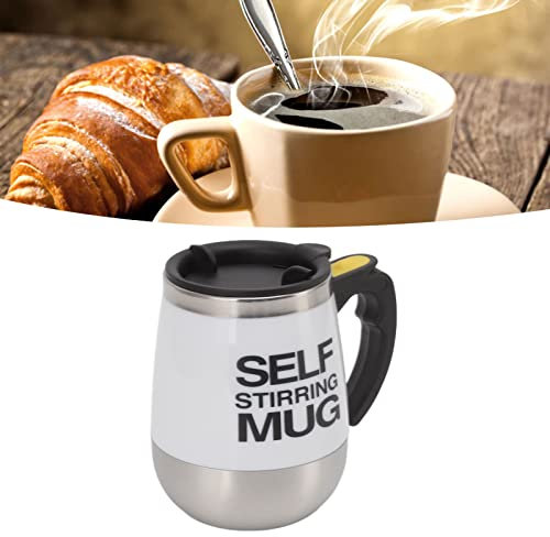 MOUMOUTEN Automatischer Rührbecher – 400 ml, Edelstahl, selbstrührender Becher, elektrischer Rührbecher, für Reisen und Büro, selbstrührendes elektrisches Rühren (Weiß)