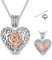 KINGWHYTE Heart Ashes Necklace 925 Sterling Silver Rose Urn Necklace for Ashes Hollow Reversible Cremation Jewelry for Ashes Gifts for Women Ladies Girls