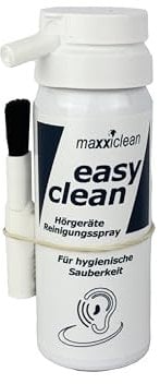 maxxiclean world - easy clean Hörgeräte Reinigungsspray – Hörgerätereiniger 50ml – Hörgeräte Reinigungsbürste – Reinigung Hörgeräte, Ohrpasstücke, Gehörschutz und In-Ear Kopfhörer – Hörgeräte Zubehör