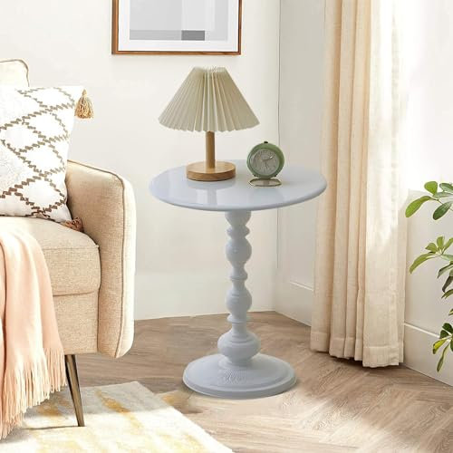 Vintage Round Wrought Iron Side Table for Small Spaces Retro Corner Table for Yard Balcony or Garden Small Sofa Table for Coffee Snacks or Bedside Use