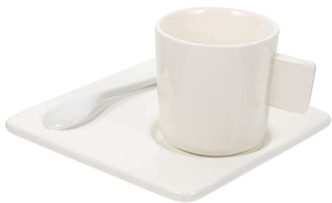 MOLUCKFU Zarte Keramik Kaffeeset 80ml Tassen Mit Untertasse Und Löffel Kleine Wasser Und Milchbecher Für Zuhause Und Café