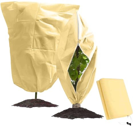 ALEENFOON 2 PCS Coperture per Piante Protezione Antigelo, 120 x 180 cm Telo antigelo in Pile da Giardino Sacchi con Coulisse Cerniera per Esterni Giardino Frutta Albero Fiore Arbusto in Vaso