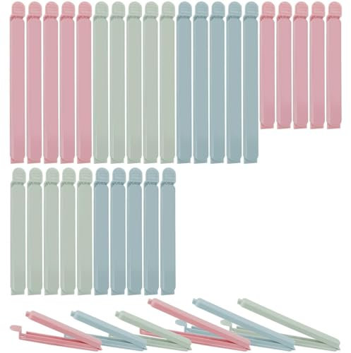 OWill 30 Pcs Food Clips, Bag Clips for Food Storage Freezer Bag Clips in 3 Colors Bag Sealing Clips Keep Food Fresh Reusable Plastic Kitchen Clips Bags(2 Sizes)