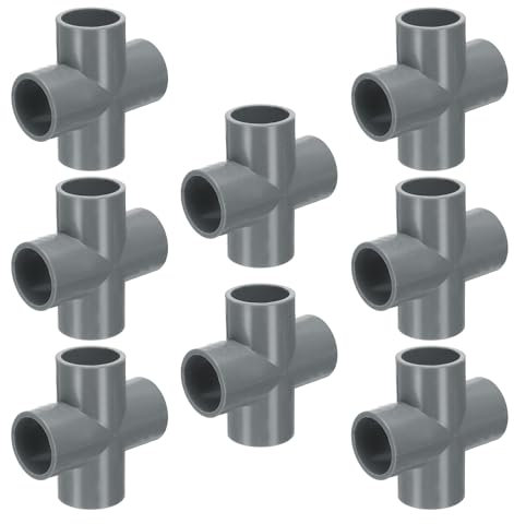 QUARKZMAN 8pz Raccordo in PVC 1 a 4 Vie per Costruzione Mobili Accoppiamento Tubo Gomito per Tubi di Scarico Idraulico Forniture d'Acqua Costruzione Giardino, Grigio