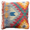Handgewebter Kelim-Kissenbezug aus Wolle und Baumwolle, 45 x 45 cm, geometrischer Boho-Kissenbezug, mehrfarbig, dekorativer Überwurf für Sofa, Bett und Heimdekoration