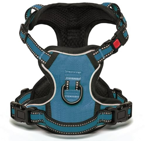 [Neueste Hundegeschirr] BaoCheng Anti Pull Hundegürtel,Kleine/mittlere/große Hunde,Atmungsaktives Mesh, Einfaches Be-und Entladen,3 Schnallen, Sicherheit,Entlastet Husten,Reflektierend(Dunkelgrün,S)