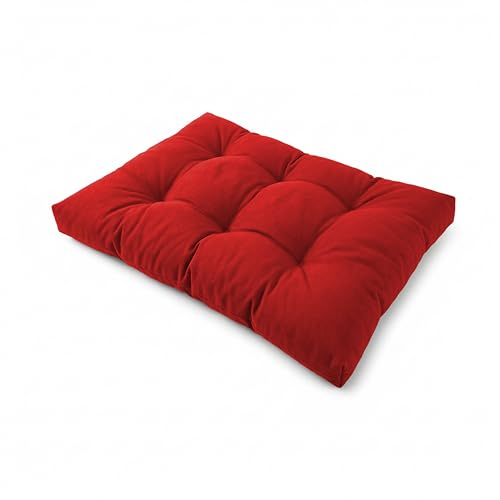 POKAR Coussin Matelassé pour Palettes Euro - 1x Assise 120cm x 80cm x 12cm, en Mousse formée à Froid, très Confortable, Canapé de Jardin, Intérieur et Extérieur, sans Palette, Rouge