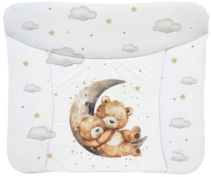Ceba Baby® weiche Wickelauflage 75x72 cm - Baby Wickelunterlage - Wickeltischauflage für Junge und Mädchen - Wasserdicht, abwaschbar - OEKO-TEX® Standard 100 - Made in EU - Bär auf dem Mond