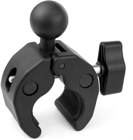 GEPULY 1''/25mm Ball Clamp Mount Compatible with Handlebar Rail 20-50mm in Diameter, Fit for RAM Mounts B Size 1Inch Ball Double Socket Arm Round/Square/Odd-Shaped Bar Bike Motorcycle Phone Holder