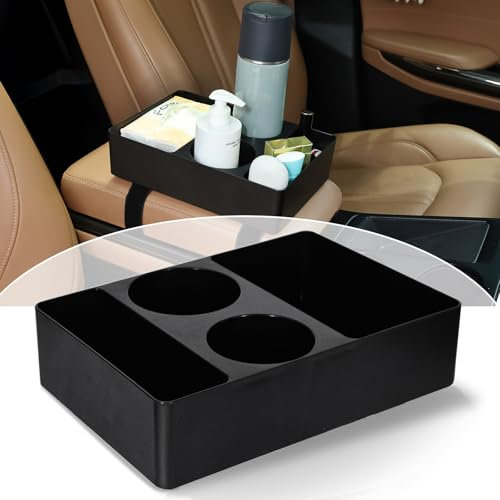 Boîte de rangement pour voiture - Plateau d'accoudoir - Accessoire de console centrale - Organiseur d'accoudoir - Boîte à gants - Plateau de console centrale de voiture universel - Avec porte-gobelet