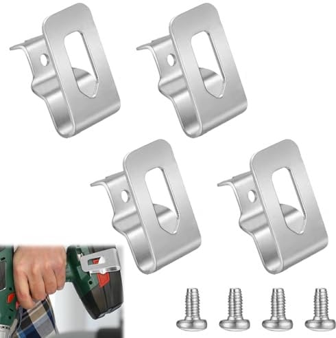 4-Pack Impact Driver Belt Hooks, Replacement Clip for Drills with Mounting Screws (Tool Waist Hanger)