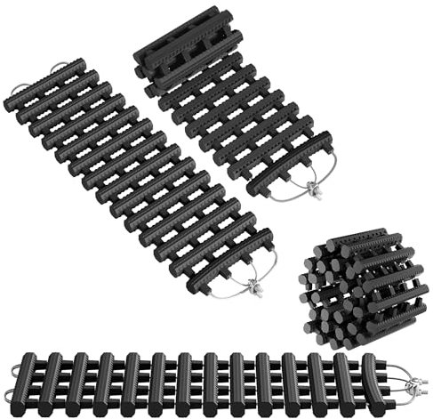 VANCHEMO Auto Anfahrhilfe 2 x Offroad Sandbleche Traktionshilfe Gummi Traktionsmatte Set Traktionsmatte mit Wellen Riffel Recovery Board Tracks Traction Mats Anfahrmatte für Schnee, Schlamm (60cm)