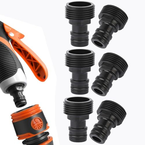 6 Stück Schlauchverbinder Gartenschlauch Kupplung Gartenschlauch Wasserhahn Nippel Schlauchanschluss G3/4 Außengewinde für Wasserhahn Adapter Gartenschlauch (ABS-Kunststoff)