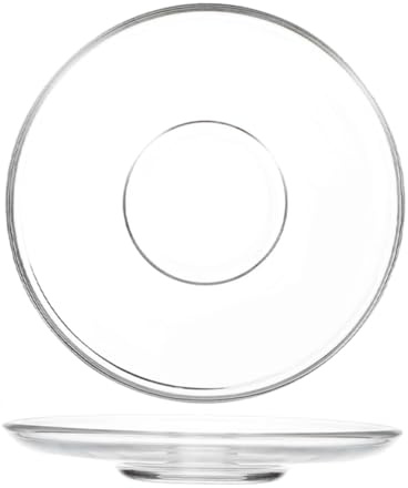 CIYODO Kleine Glasteller 2 Stück Rund aus Glas für Teetassen | Transparente Glasplatte, Stabiler Unterteller für Teebecher, Serviert Snacks Zuhause, Elegant und Schlicht