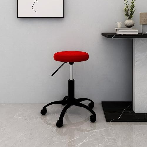 QJBSAVVA Gaming Bürostuhl Samt Weinrot Höhenverstellbar 42-54 cm Drehstuhl mit Rollen & Gasfeder Polsterstuhl für Home Office Schlafzimmer Schminktisch Wohnzimmer