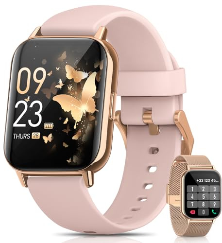 2026 Nuevo Reloj Inteligente Mujer, 1.85 AMOLED Smartwatch con Llamadas Función Femenina, 24H SpO2/Pulsómetro/Sueño,113+ Modos Deportivos 5ATM Calorías Podómetro WhatsApp para Android iOS Rosa Regalo