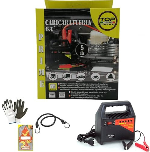 Ladegerät 6 V/12 Volt 63 W für Auto, Motorrad, Roller, Quad, Wohnmobil, kompatibel mit Mini Mini Countryman, Ladegerät 6 Ampere für Bleibatterien, Deep-Cycle, AGM, Gel 230 V/AC-50 Hz mit