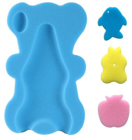 Supporto in spugna per il bagnetto del bambino, morbido cuscino da bagno per neonati e neonati, tappetino in spugna antiscivolo ad asciugatura rapida, adatto per lavandino e vasca da bagno, blu