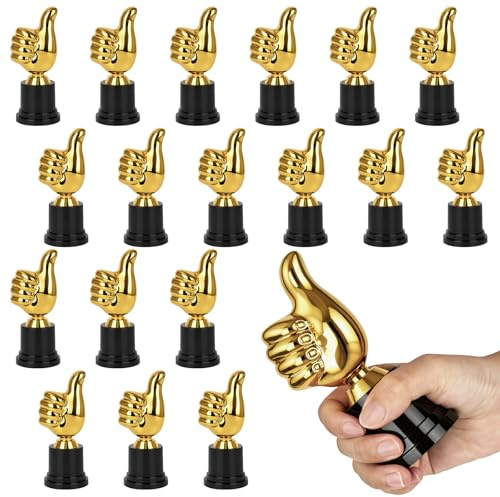 bssmmai 18 Stück Gold Daumen Pokale, Goldener Daumen Trophäe Pokale Mini aus Kunststoff, Mini Finger Skulptur Auszeichnung für Sportfest Sieger Party Preisverleihung Geburtstag